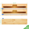 2-in-1 Bamboo Wrap Dispenser with Slide Cutter for Kitchen Drawer Foil & Plastic Wrap Organizer Box for Storage Organization