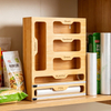 Ziplock Bag Dispenser Bamboo Drawer Storage Box Wall Mounted Holders and Racks 6 in 1 Foil Plastic Wrap Organizer for Kitchen